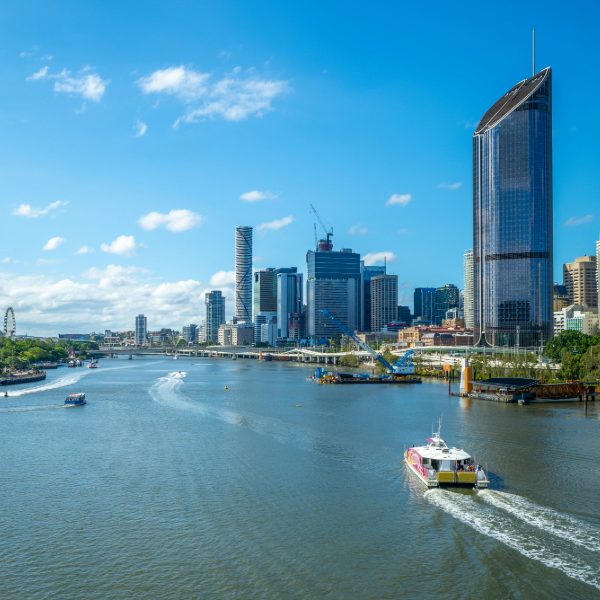 The Brisbane River along the city